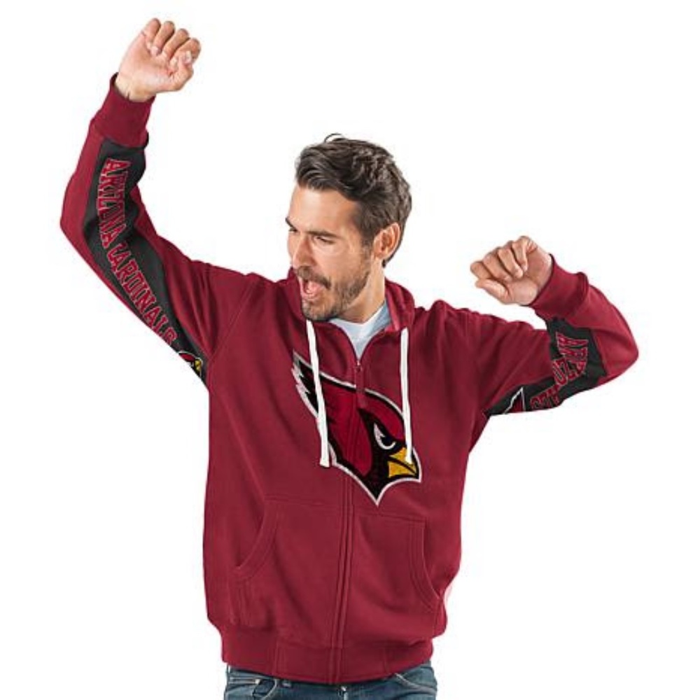 NFL Arizona Cardinals Hands High Game Day Full Zipper Fleece Hoodie L